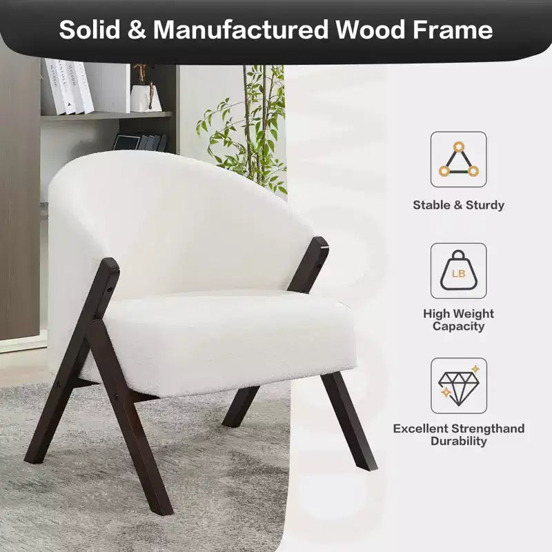 Fauteuil d'appoint en lin de style moderne du milieu du siècle, fauteuil de lecture rembourré confortable avec cadre en bois, montage facile pour le salon et la chambre à coucher