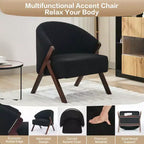 Fauteuil d'appoint en lin de style moderne du milieu du siècle, fauteuil de lecture rembourré confortable avec cadre en bois, montage facile pour le salon et la chambre à coucher