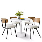 Ensemble de salle à manger rond 5 pièces pour 4 personnes, table et chaises de cuisine modernes, mobilier de salle à manger pour petits espaces, cadre en bois et métal