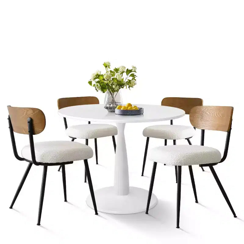 Ensemble de salle à manger rond 5 pièces pour 4 personnes, table et chaises de cuisine modernes, mobilier de salle à manger pour petits espaces, cadre en bois et métal