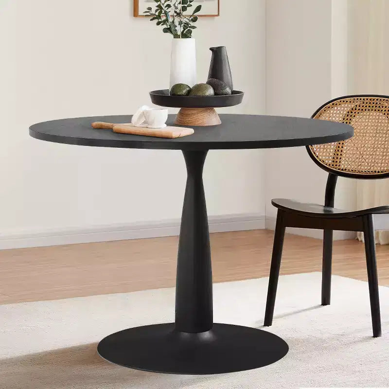 Ensemble de salle à manger rond 5 pièces pour 4 personnes, table et chaises de cuisine modernes, mobilier de salle à manger pour petits espaces, cadre en bois et métal
