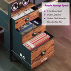 Bureau d'ordinateur de 60 pouces avec station de charge, bureau de jeu réversible, lumières LED, meuble de classement, support d'écran, bureau à domicile marron rustique, 4 tiroirs, étagère