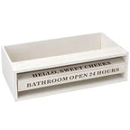 Plateau de rangement de luxe pour toilettes en bois avec phrases rotatives amusantes