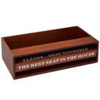 Plateau de rangement de luxe pour toilettes en bois avec phrases rotatives amusantes
