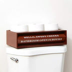 Plateau de rangement de luxe pour toilettes en bois avec phrases rotatives amusantes