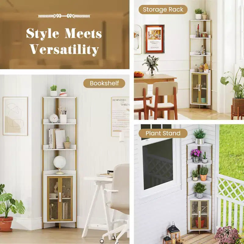 Lot de 2 étagères d'angle à 6 niveaux de 170 cm de haut avec armoire et étagère réglable