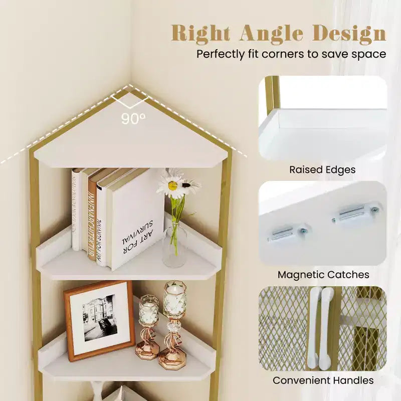 Lot de 2 étagères d'angle à 6 niveaux de 170 cm de haut avec armoire et étagère réglable