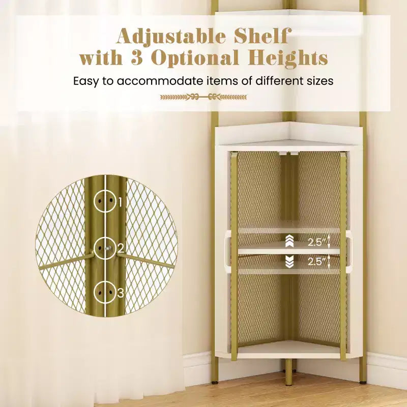 Lot de 2 étagères d'angle à 6 niveaux de 170 cm de haut avec armoire et étagère réglable