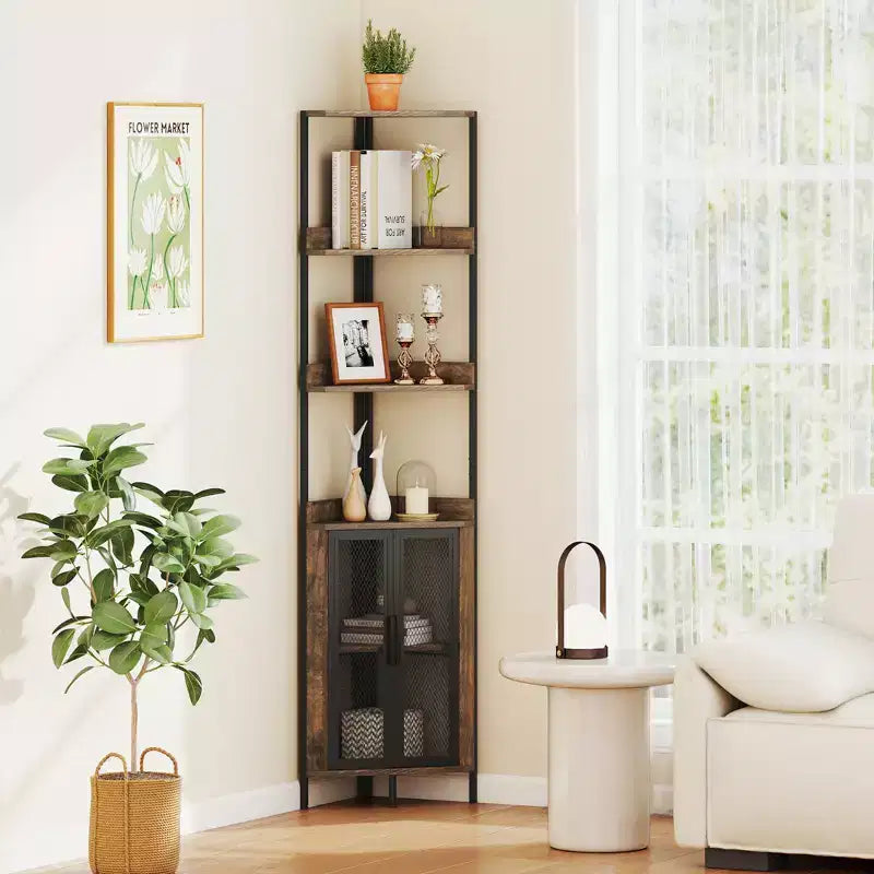 Lot de 2 étagères d'angle à 6 niveaux de 170 cm de haut avec armoire et étagère réglable