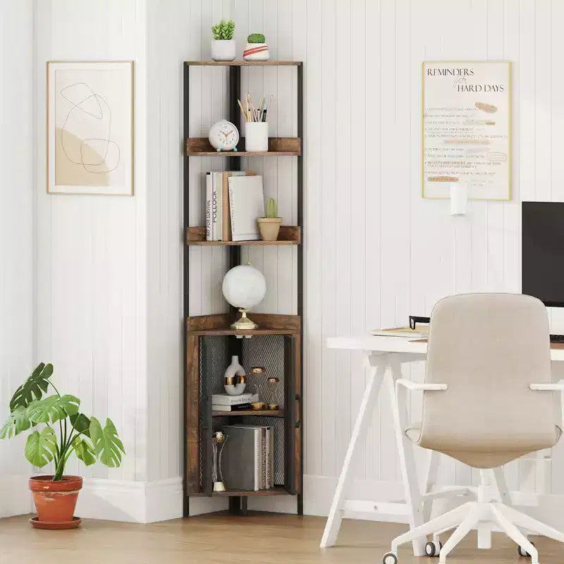 Lot de 2 étagères d'angle à 6 niveaux de 170 cm de haut avec armoire et étagère réglable