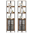 Gymax 2PCS 6-Tier Corner Shelf 67 Tall Corner Bookshelf w/Cabinet & Adjustable Shelf