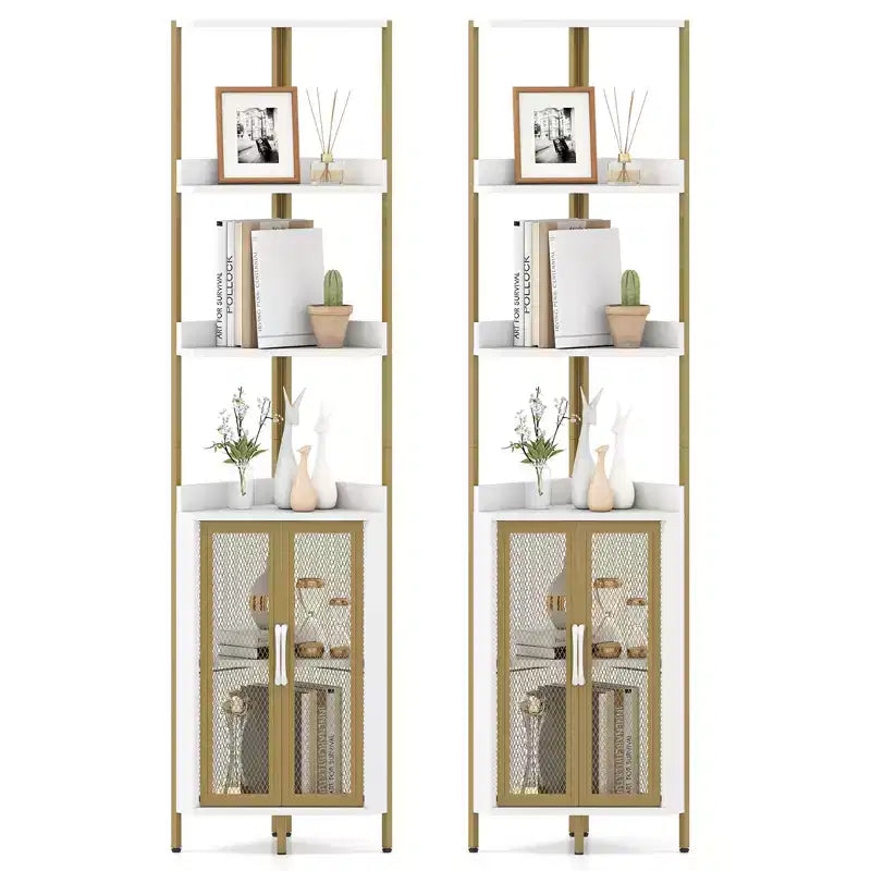 Lot de 2 étagères d'angle à 6 niveaux de 170 cm de haut avec armoire et étagère réglable