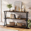 Lantine Industrial 3-Tier Console Table, Rustic Narrow Entryway Sofa Table with Storage Shelves for Living Room, Hallway, Foyer