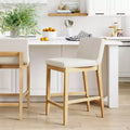 Tabouret de bar hauteur comptoir Gracie : Bois massif, revêtement en lin, capacité de 136 kg