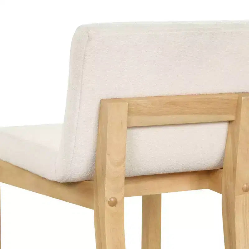 Tabouret de bar hauteur comptoir Gracie : Bois massif, revêtement en lin, capacité de 136 kg