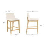 Tabouret de bar hauteur comptoir Gracie : Bois massif, revêtement en lin, capacité de 136 kg