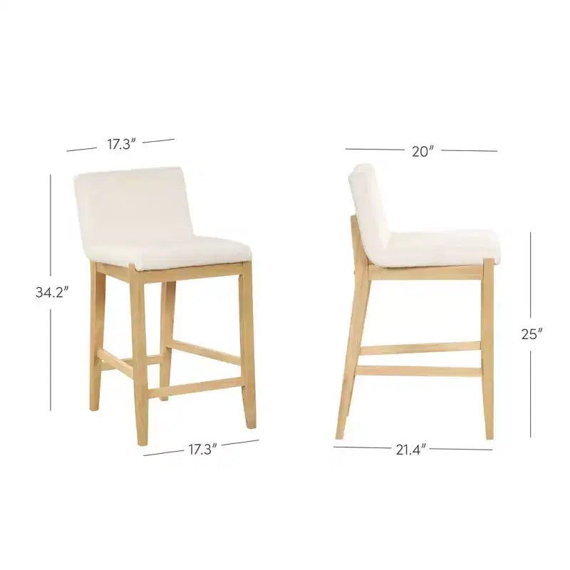 Tabouret de bar hauteur comptoir Gracie : Bois massif, revêtement en lin, capacité de 136 kg