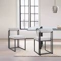 Armen Living Set of 2 Anastasia Iron and Fabric Dining Chairs Matte Black/Light Gray