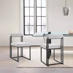 Armen Living Set of 2 Anastasia Iron and Fabric Dining Chairs Matte Black/Light Gray