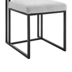 Lot de 2 chaises de salle à manger Anastasia en fer et tissu noir mat/gris clair