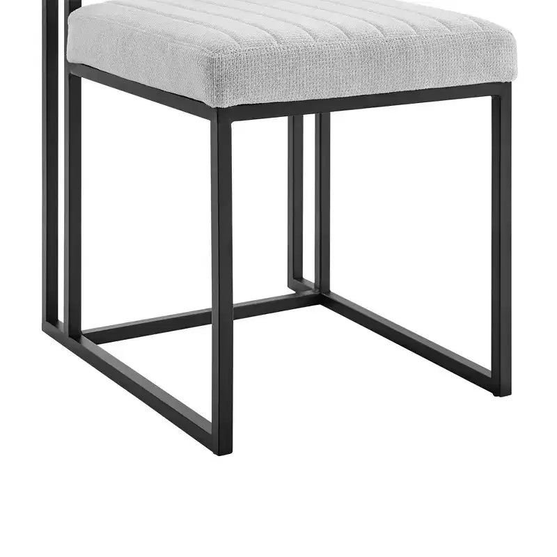 Lot de 2 chaises de salle à manger Anastasia en fer et tissu noir mat/gris clair