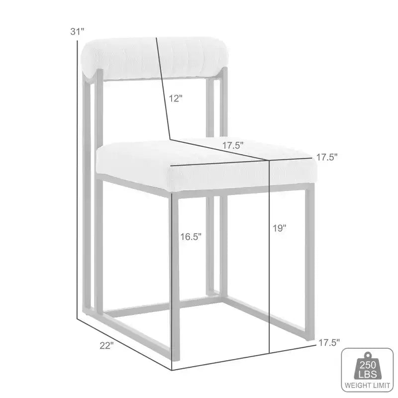 Lot de 2 chaises de salle à manger Anastasia en fer et tissu noir mat/gris clair
