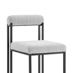 Lot de 2 chaises de salle à manger Anastasia en fer et tissu noir mat/gris clair