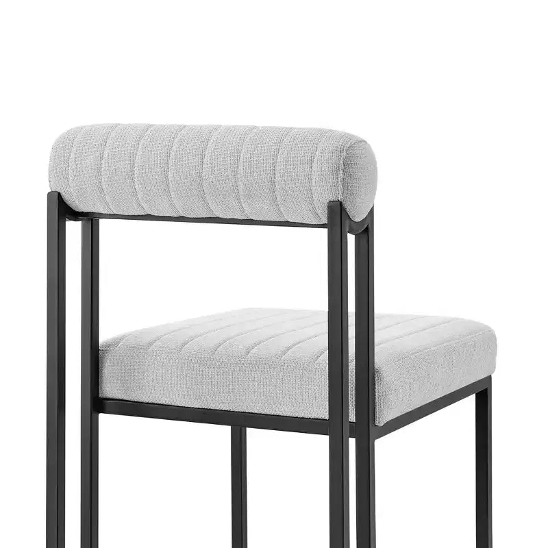 Lot de 2 chaises de salle à manger Anastasia en fer et tissu noir mat/gris clair