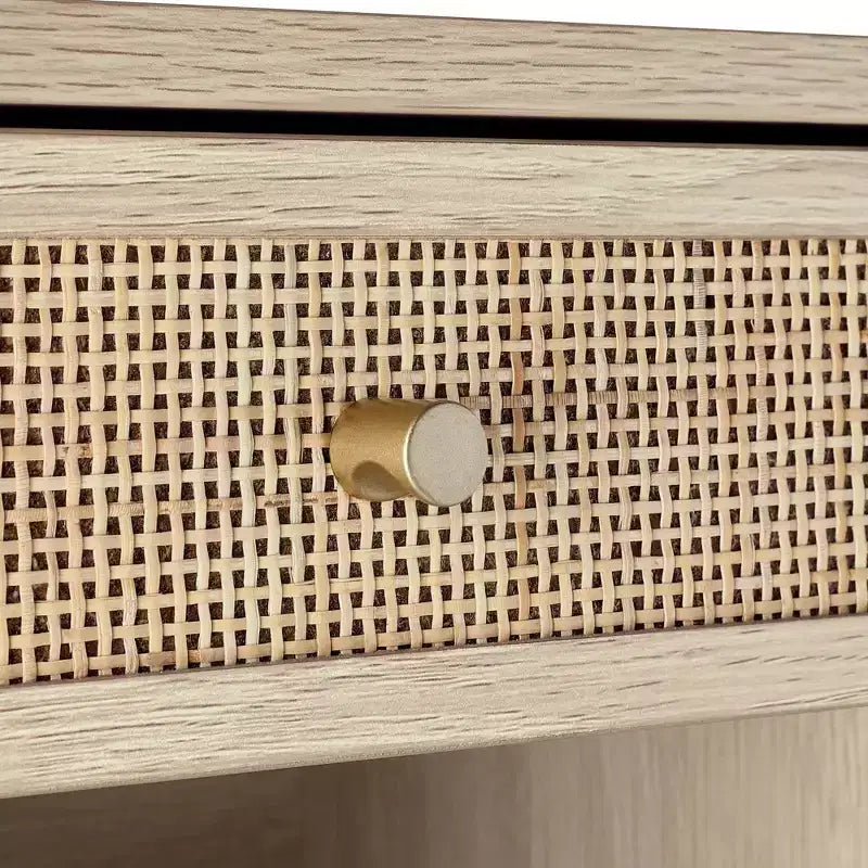 Jackson Table d'appoint flottante en rotin et bois Chêne clair