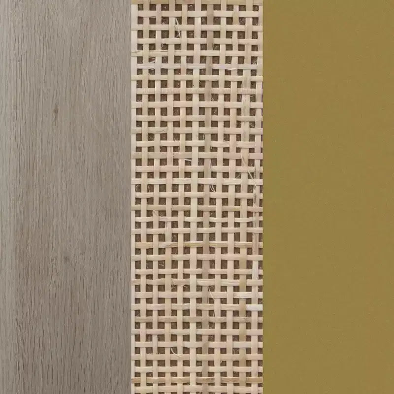 Jackson Table d'appoint flottante en rotin et bois Chêne clair