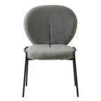 Chaise de salle à manger moderne en bouclé de coton rembourré avec cadre en fer noir
