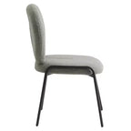 Chaise de salle à manger moderne en bouclé de coton rembourré avec cadre en fer noir