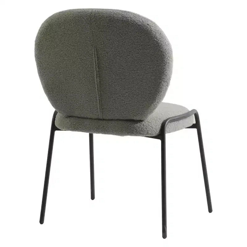 Chaise de salle à manger moderne en bouclé de coton rembourré avec cadre en fer noir