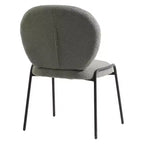 Chaise de salle à manger moderne en bouclé de coton rembourré avec cadre en fer noir