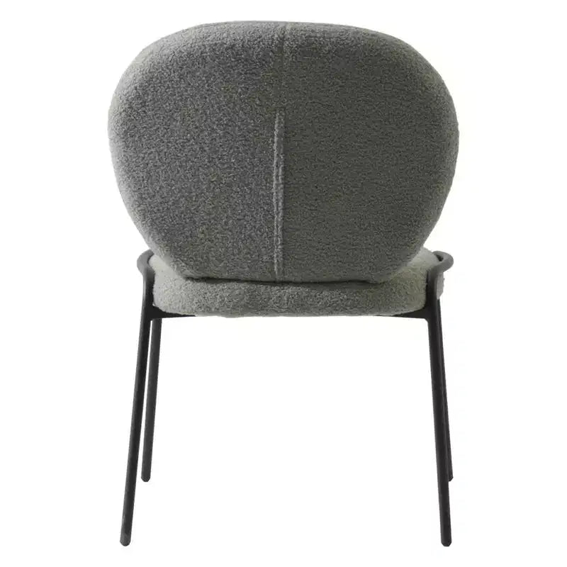 Chaise de salle à manger moderne en bouclé de coton rembourré avec cadre en fer noir