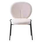 Chaise de salle à manger moderne en bouclé de coton rembourré avec cadre en fer noir