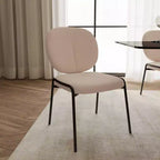 Chaise de salle à manger moderne en bouclé de coton rembourré avec cadre en fer noir