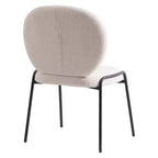 Chaise de salle à manger moderne en bouclé de coton rembourré avec cadre en fer noir