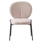 Chaise de salle à manger moderne en bouclé de coton rembourré avec cadre en fer noir