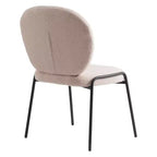 Chaise de salle à manger moderne en bouclé de coton rembourré avec cadre en fer noir