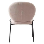 Chaise de salle à manger moderne en bouclé de coton rembourré avec cadre en fer noir