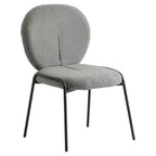 Chaise de salle à manger moderne en bouclé de coton rembourré avec cadre en fer noir