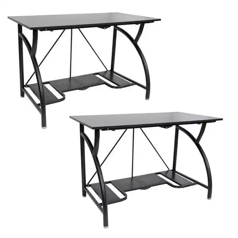 Table de bureau pliante multifonctionnelle, noire (lot de 2)