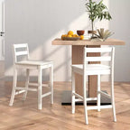 Tabourets de bar en bois de 24 pouces, lot de 2, avec dossier ergonomique, hauteur de comptoir, noir/blanc