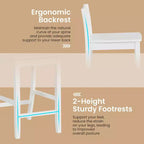 Tabourets de bar en bois de 24 pouces, lot de 2, avec dossier ergonomique, hauteur de comptoir, noir/blanc