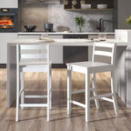 Tabourets de bar en bois de 24 pouces, lot de 2, avec dossier ergonomique, hauteur de comptoir, noir/blanc