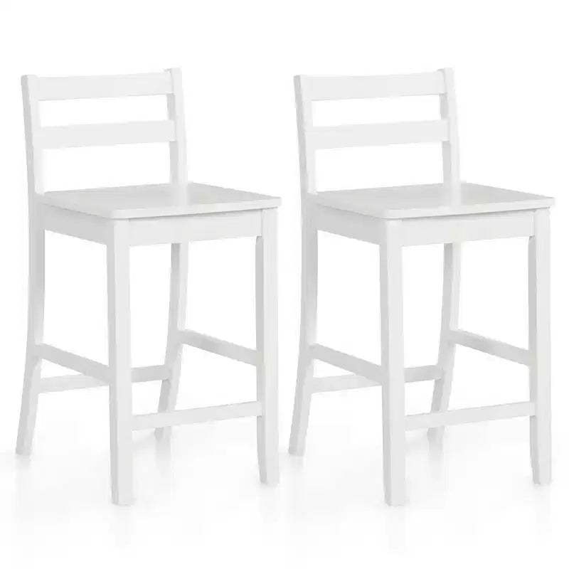 Tabourets de bar en bois de 24 pouces, lot de 2, avec dossier ergonomique, hauteur de comptoir, noir/blanc
