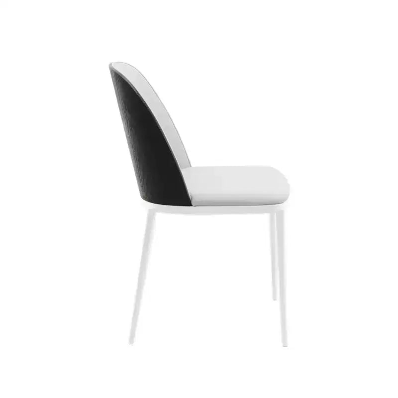 Lot de 4 chaises de salle à manger modernes avec assise en cuir PU, velours ou daim et piètement en acier blanc