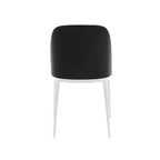 Lot de 4 chaises de salle à manger modernes avec assise en cuir PU, velours ou daim et piètement en acier blanc