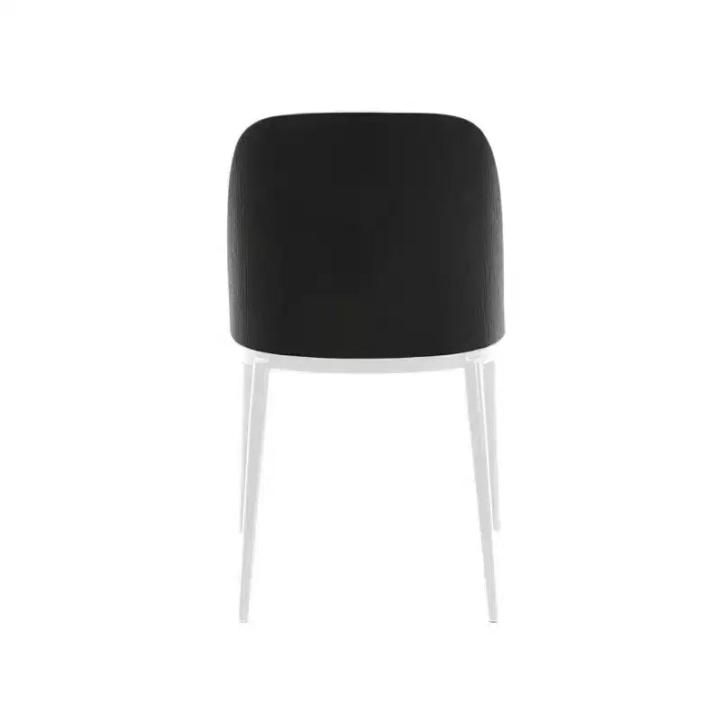 Lot de 4 chaises de salle à manger modernes avec assise en cuir PU, velours ou daim et piètement en acier blanc